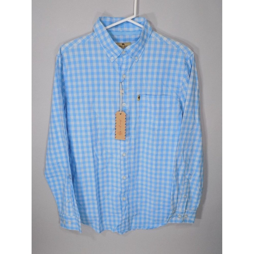 Buffalo Jackson Trading Co S Dry Goods Blue Checked Button Down Shirt NEW Small